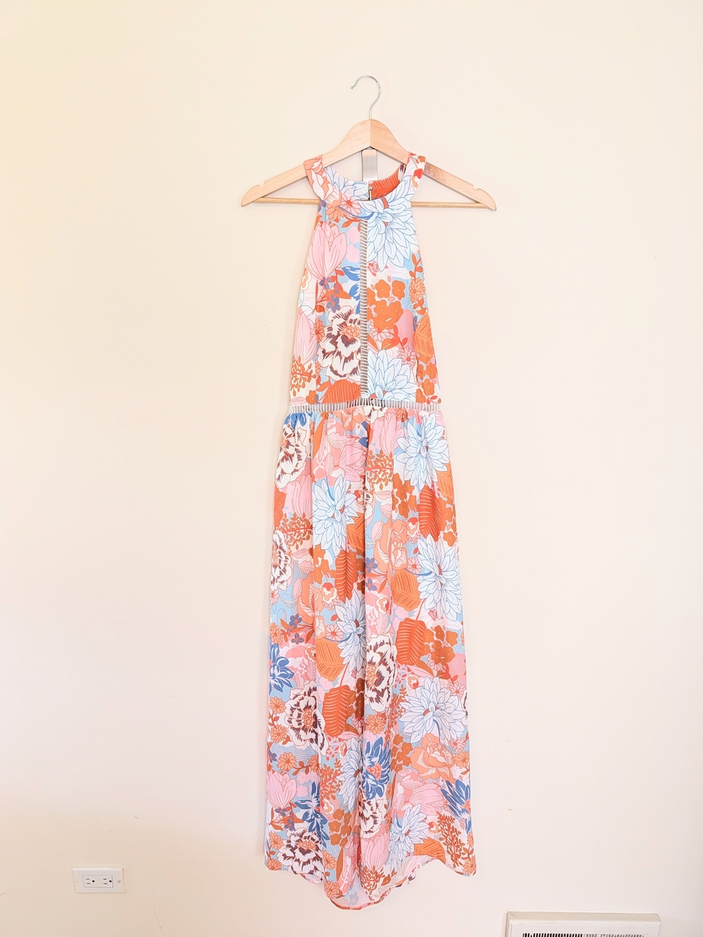 Zesica Boho Floral Halter Maxi Dress